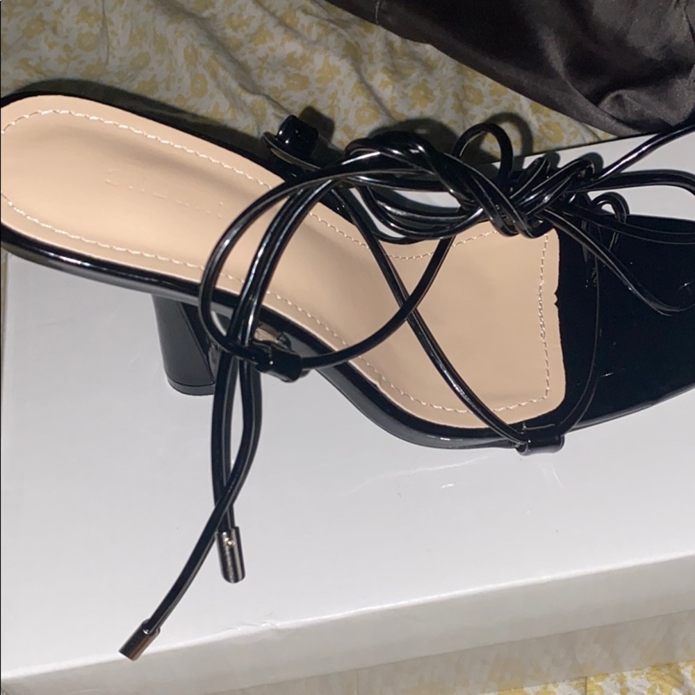 Ankle tie heel sandals